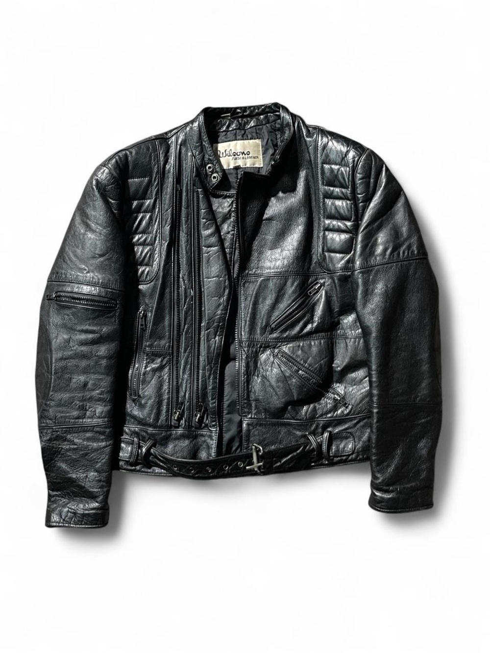 80s Wilsons Leather Black biker Jacket
